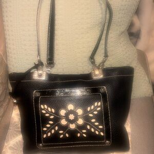Brighton " Dreams" Leather Shoulder Bag W/ Floral Cut Out